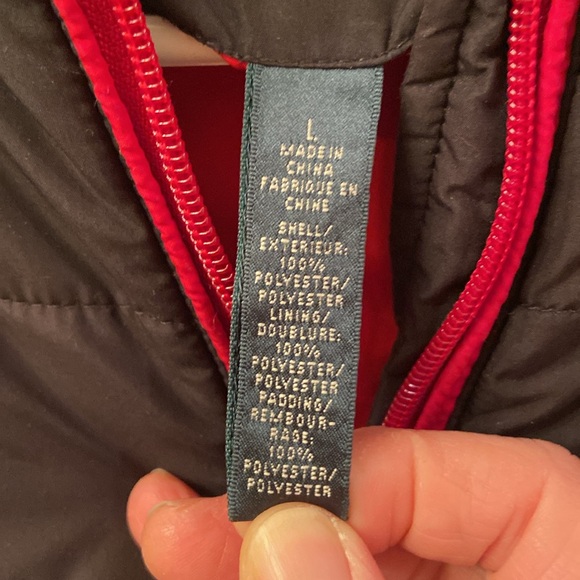 Lauren Ralph Lauren Quilted Vest Black Red Collar & Zipper Pockets WM SZ L - Picture 12 of 14